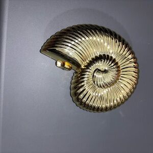 Gold Nautilus Clutch Wristlet - Shiny Shell-Inspired Evening Bag